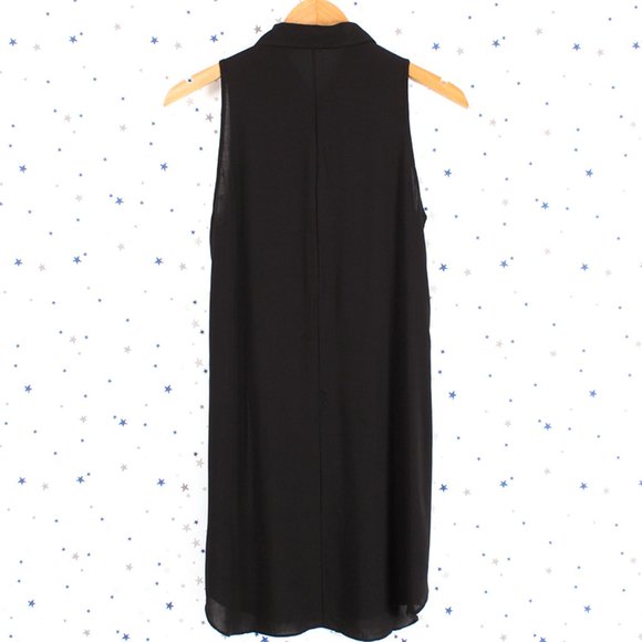 Black Sleeveless Henley Shirt Dress Tunic Top - Picture 7 of 7